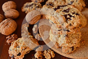 Homemade oat-nut-chocolate cookies