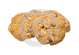 Homemade Oatmeal Raisin Cookies on a white background, clipping paths