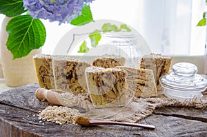 Homemade oats soap photo