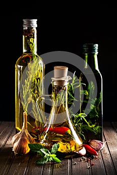 Homemade oil with herbs