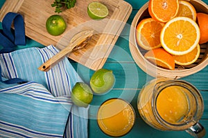 Homemade orange and lemon juice