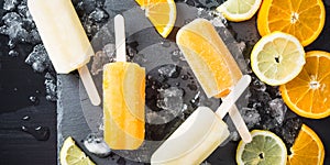 Homemade orange and lemon popsicles