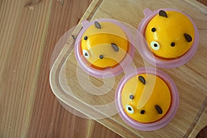 Homemade Orange Teddy Bear`s Head Chiffon Cake