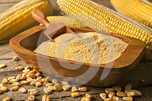 Homemade organically produced corn gritz polenta