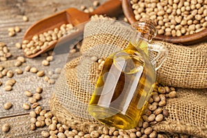 Homemade organically produced soybean oil photo