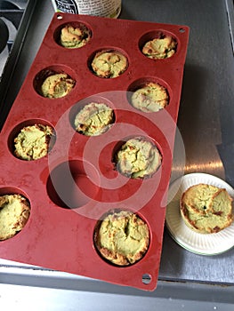 Homemade paleo avocado bread mini cupcakes and wedgwood petit four plate