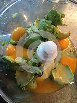 Homemade paleo avocado bread mix in mixer