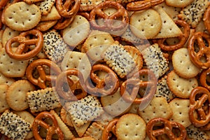 Homemade Party Snack Mix with Crackers and Pretzels
