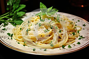 Homemade pasta aglio de olio dinner