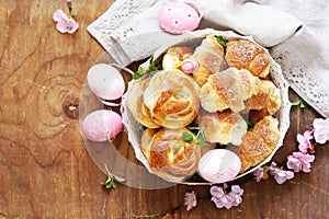 Homemade pastries, muffins, sweet buns for Easter