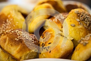 Homemade pastry with sesame seed and caraway photo