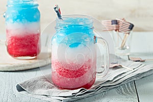 Homemade Patriotic Red White and Blue Slushie Cocktail