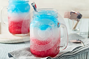 Homemade Patriotic Red White and Blue Slushie Cocktail