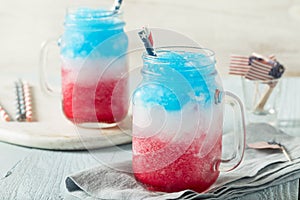 Homemade Patriotic Red White and Blue Slushie Cocktail