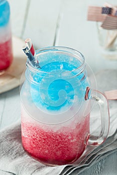 Homemade Patriotic Red White and Blue Slushie Cocktail