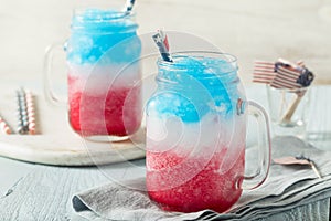 Homemade Patriotic Red White and Blue Slushie Cocktail photo