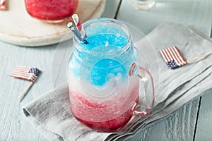 Homemade Patriotic Red White and Blue Slushie Cocktail photo