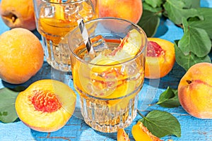 Homemade peach ice tea