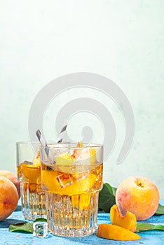 Homemade peach ice tea