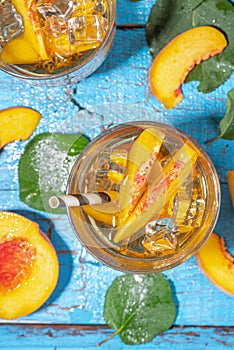 Homemade peach ice tea