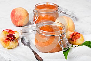 Homemade peach jam with organic fruit