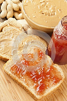 Homemade Peanut Butter and Jelly Sandwich