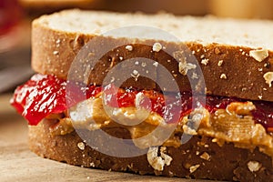 Homemade Peanut Butter and Jelly Sandwich