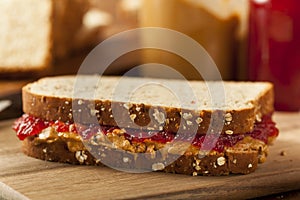 Homemade Peanut Butter and Jelly Sandwich