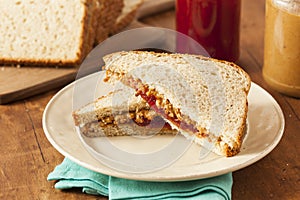 Homemade Peanut Butter and Jelly Sandwich