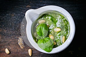 Homemade pesto sauce