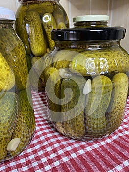 Homemade pickled cucumbers, very good for the body