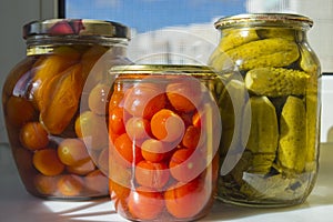 Homemade pickles in jar