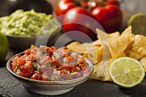 Homemade Pico De Gallo Salsa and Chips