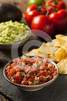 Homemade Pico De Gallo Salsa and Chips photo