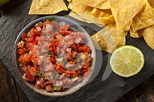 Homemade Pico De Gallo Salsa and Chips photo