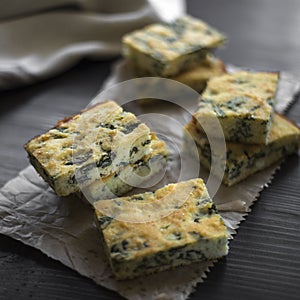 Homemade pie with cheese and spinach photo