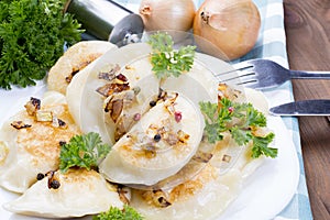 Homemade pierogi dumplings photo