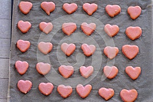 Homemade pink heart homemade macaron cookies