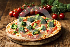 Homemade Pizza with Broccoli Florets