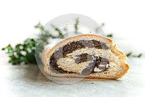 Homemade Poppy seed cake roll. Makowiec for Easter or Christmas in Poland.