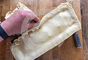 Homemade Pork Pie, crumping before baking