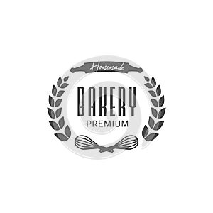 Homemade premium bakery logo badge symbol with wheat wreath element vector