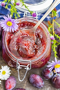 Homemade preserves delicious plum jam