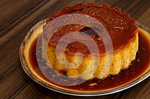 Homemade Pudding `Pudim Caseiro` a Typical Portuguese Desert. photo