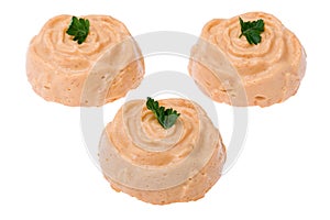 Homemade pudding on white