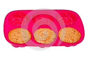 Homemade pudding on white background