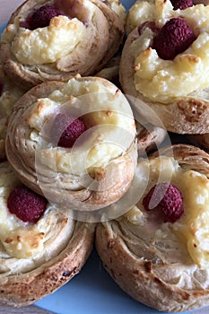 Homemade puff pastry buns. Dessert for served for coffee break