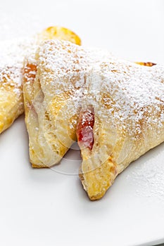 homemade puff pastry filled with strawberry jam