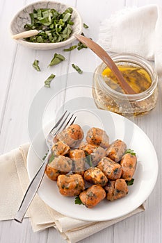 Homemade pumpkin gnocchi with sage butter