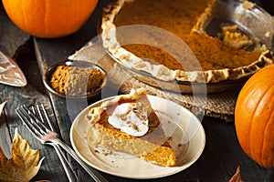 Homemade Pumpkin Pie for Thanksigiving photo